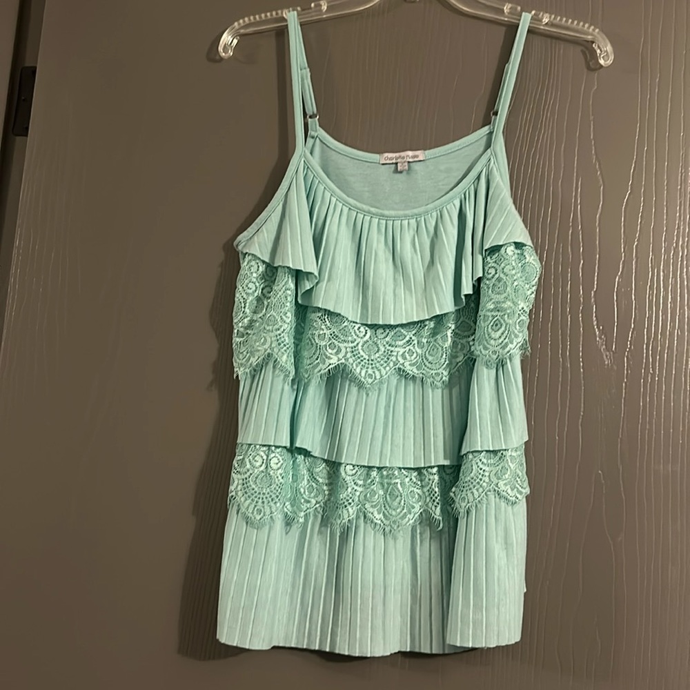 Mint green spaghetti strap blouse